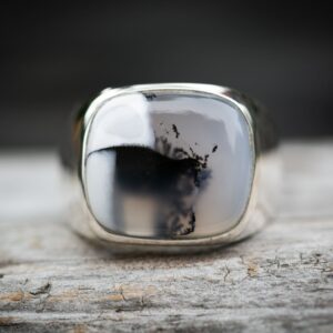 Dendritic Agate Signet Ring: Sterling Silver Mens Jewelry, Size 12 Dendritic Agate Signet Ring: Sterling Silver Mens Jewelry, Size 12