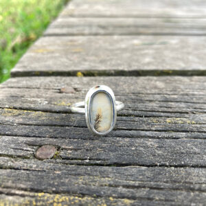 Dendritic Agate Silver Ring, Landscape Agate Ring Size 7 8 9 10, Simple Cute Design, Scenic Tree Agate Ring, Special Collection Piece