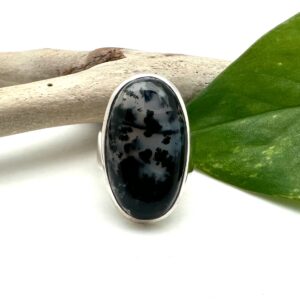 Sterling Silver Dendritic Agate Ring, Oval Stone (size 8) Sterling Silver Dendritic Agate Ring, Oval Stone (size 8)