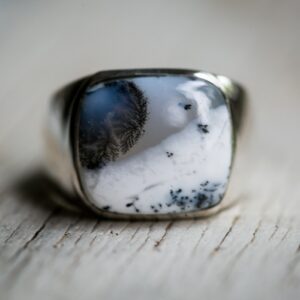 Dendritic Agate Sterling Silver Ring - Size 13, Mens Jewelry Dendritic Agate Sterling Silver Ring - Size 13, Mens Jewelry