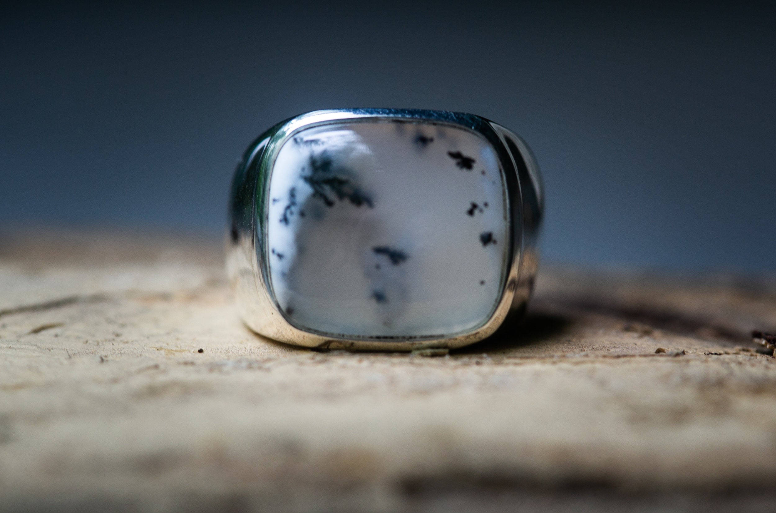 Sterling Silver Dendritic Agate Ring - Size 9