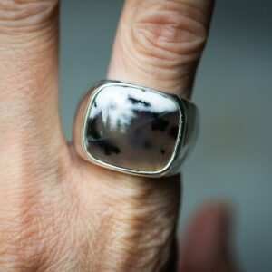 Dendritic Agate Sterling Silver Mens Ring - Size 10.75 Dendritic Agate Sterling Silver Mens Ring - Size 10.75