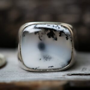 Sterling Silver Dendritic Agate Ring - Size 9