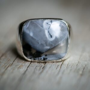 Sterling Silver Dendritic Agate Ring - Size 9 Sterling Silver Dendritic Agate Ring - Size 9
