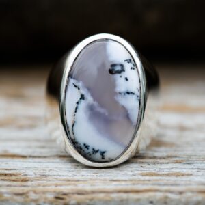 Dendritic Agate Sterling Silver Ring - Natural Gemstone, Size 10 Dendritic Agate Sterling Silver Ring - Natural Gemstone, Size 10
