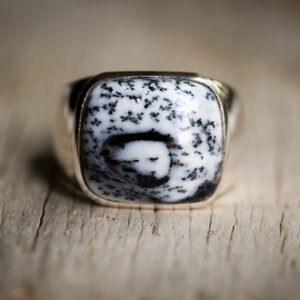 Dendritic Agate Sterling Silver Ring - Size 12.5