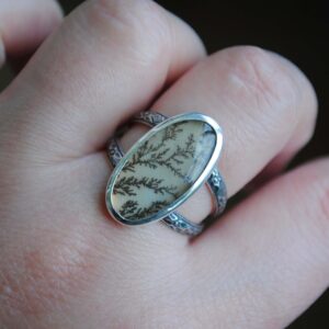 Dendritic Agate Ring, Sterling Silver Dendritic Agate Jewelry (Ring Size 8.25-8.5) Dendritic Agate Ring, Sterling Silver Dendritic Agate Jewelry (Ring Size 8.25-8.5)