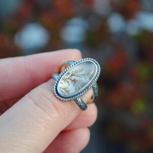 Dendritic Agate Ring, Sterling Silver Dendritic Agate Jewelry (Ring Size 6.25-6.5) Dendritic Agate Ring, Sterling Silver Dendritic Agate Jewelry (Ring Size 6.25-6.5)
