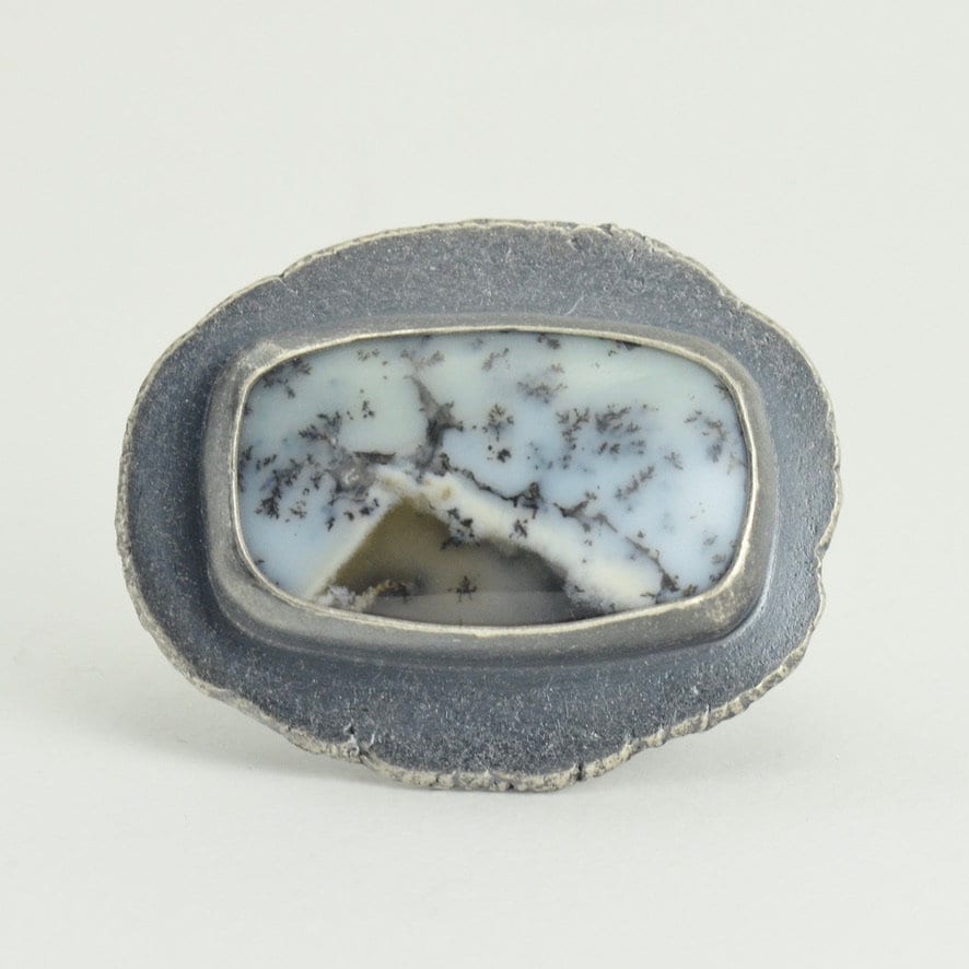 Turkish Dendritic Agate Ring In Sterling Silver Size 10