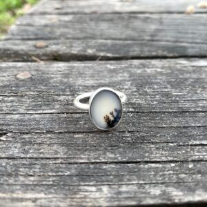 White Dendritic Agate Silver Ring, Landscape Agate Ring Size 7 8 9 10, Simple Cute Design, Scenic Tree Agate Ring, Special Collection Piece White Dendritic Agate Silver Ring, Landscape Agate Ring Size 7 8 9 10, Simple Cute Design, Scenic Tree Agate Ring, Special Collection Piece