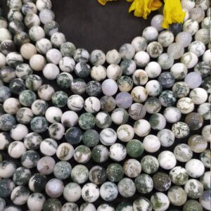 Natural Dendrite Agate | Smooth Round 8.5 mm | Green Tree Agate | 15.5 Inches Strand | Positive Energy Stone | Gift Natural Dendrite Agate | Smooth Round 8.5 mm | Green Tree Agate | 15.5 Inches Strand | Positive Energy Stone | Gift