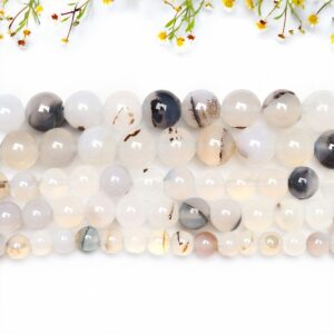 Dendritic Agate Stone Beads, 4-12mm Aaa Quality White Pattern Sardonyx, Round Gemstone Spacer, Natural For Jewelry Making Dendritic Agate Stone Beads, 4-12mm Aaa Quality White Pattern Sardonyx, Round Gemstone Spacer, Natural For Jewelry Making
