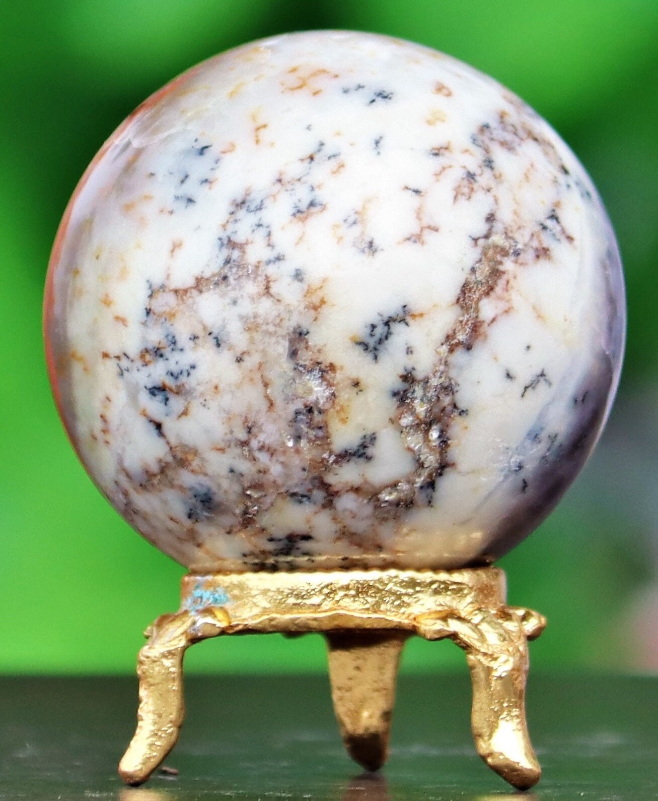 50mm Dendritic Agate Sphere: Reiki Chakra Balancing Crystal Decor
