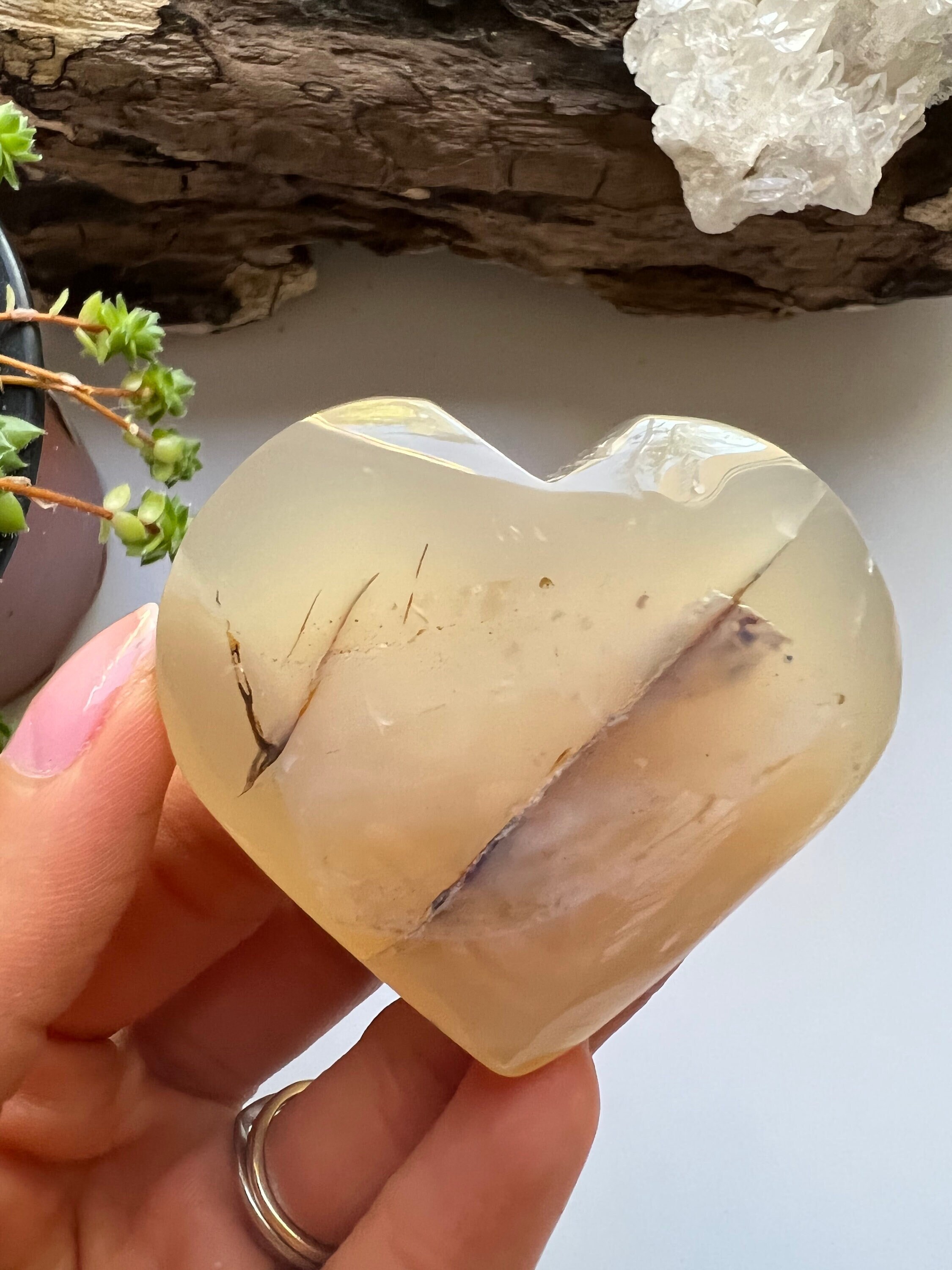Dendritic Agate Heart, 5cm Crystal Heart