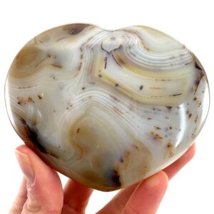 Dendritic Agate Heart | Natural Crystal Palm Stone (9.5 x 8 Cm)