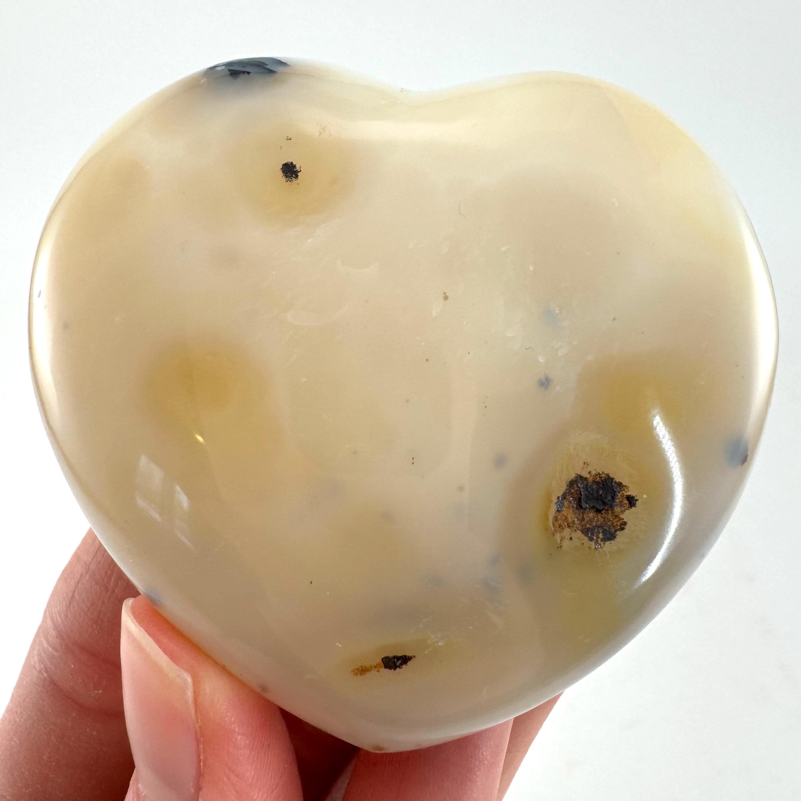 Dendritic Agate Heart Palm Stone (6x5.5cm)