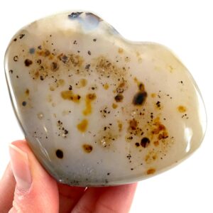 Dendritic Agate Heart Palm Stone (7.5 x 6 Cm)