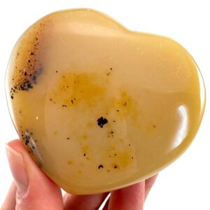Dendritic Agate Heart | Polished Palm Stone (7x6 cm, 127g)