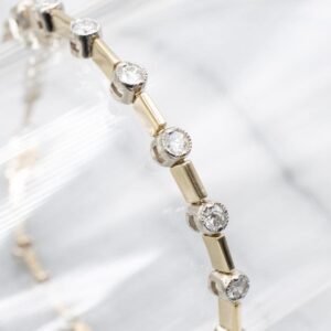 14k Two-tone Gold Diamond Bar Link Bracelet, 2.00 Carats 14k Two-tone Gold Diamond Bar Link Bracelet, 2.00 Carats
