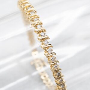 14k Yellow Gold Diamond Tennis Bracelet, 1.32 Carats 14k Yellow Gold Diamond Tennis Bracelet, 1.32 Carats