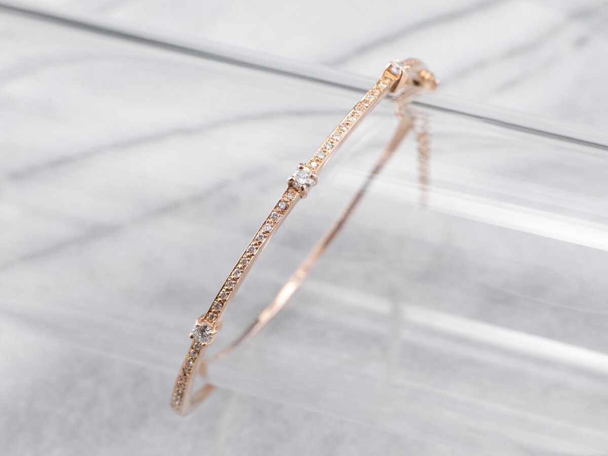 18k Rose Gold Diamond Bangle Bracelet, .64 Carats 18k Rose Gold Diamond Bangle Bracelet, .64 Carats