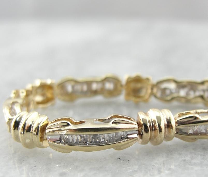 Diamond Bracelet, Baguette Cut Diamonds, Channel Set Tennis Bracelet Diamond Bracelet, Baguette Cut Diamonds, Channel Set Tennis Bracelet