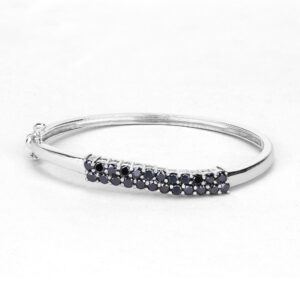 Black Diamond Bangle Bracelet For Women, 3.53 Ctw Natural Black Diamond Silver Bracelet, Double Row Pave Bangle, April Birthstone Gift Black Diamond Bangle Bracelet For Women, 3.53 Ctw Natural Black Diamond Silver Bracelet, Double Row Pave Bangle, April Birthstone Gift