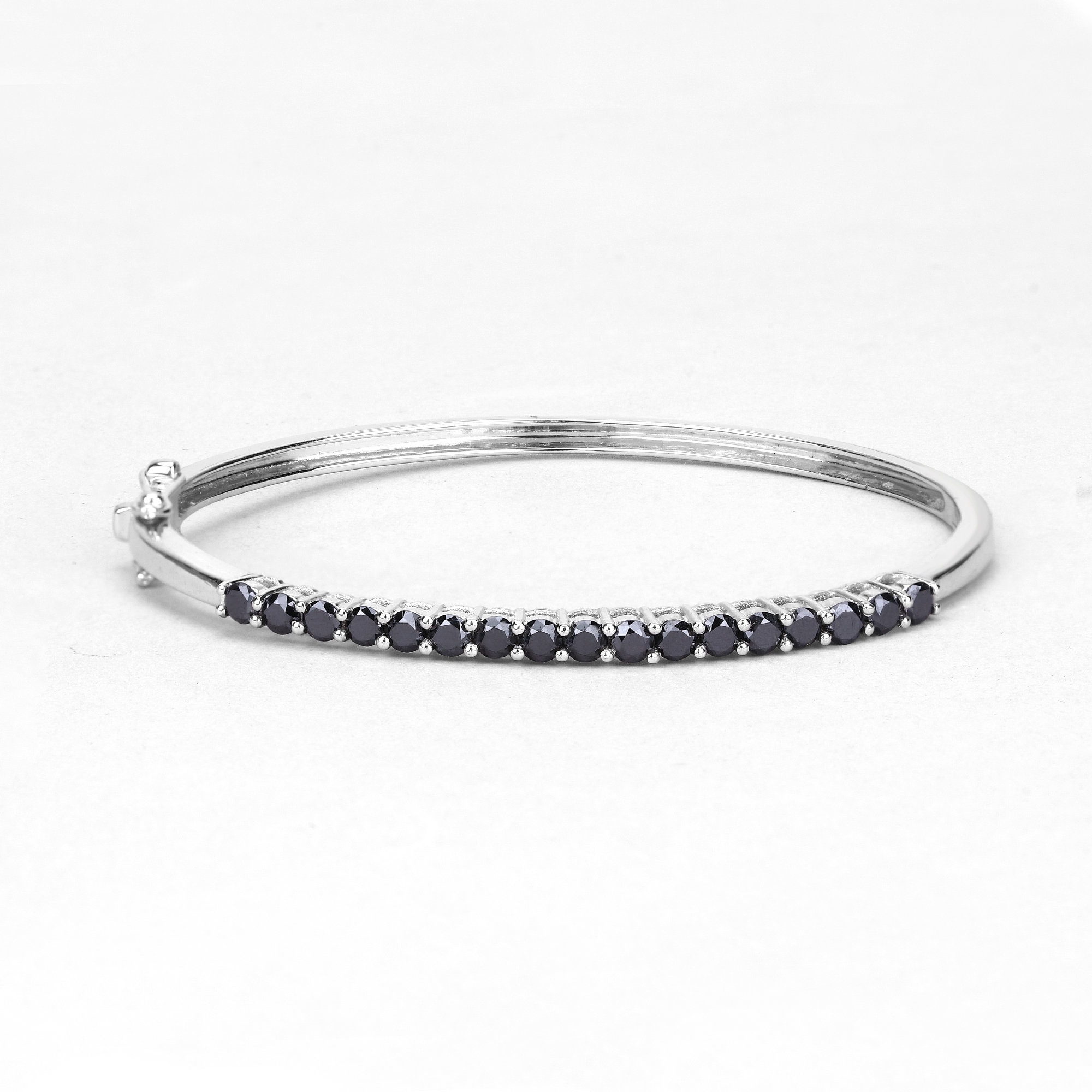 Black Diamond Bangle Bracelet, Women's Black Diamond Bracelet, Black Diamond Bangle Bracelet Silver, Real Black Diamond Bracelet Women's