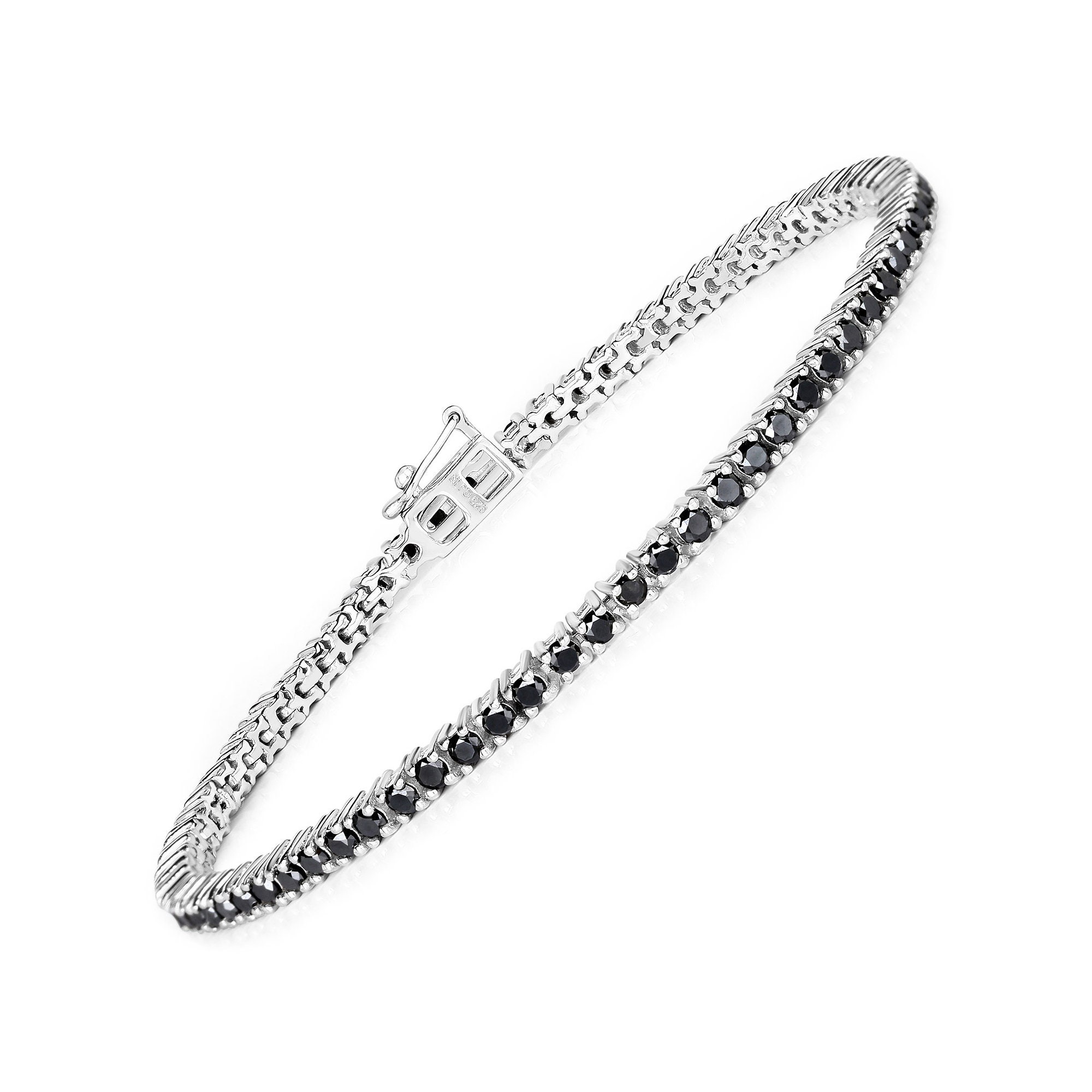 Black Diamond Bracelet, Genuine Black Diamond Sterling Silver Bracelet, Black Diamond Tennis Bracelets For Women, April Birthstone Jewelry