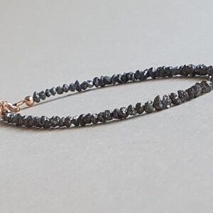 Dainty Black Raw Diamond Bracelet: Sterling Silver April Birthstone Dainty Black Raw Diamond Bracelet: Sterling Silver April Birthstone