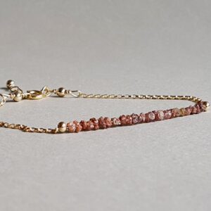 Dainty Brown Raw Diamond Bracelet: Gold Filled Chain, April Birthstone Dainty Brown Raw Diamond Bracelet: Gold Filled Chain, April Birthstone