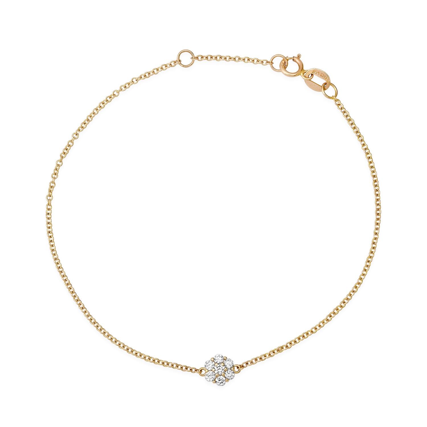 Natural Diamond Flower Charm Bracelet