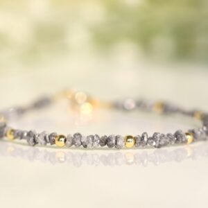 Raw Diamond Bracelet, Authentic Diamond, April Birthstone, Delicate Beaded Gemstone Bracelet, Rough Diamond bracelet, sterling silver Raw Diamond Bracelet, Authentic Diamond, April Birthstone, Delicate Beaded Gemstone Bracelet, Rough Diamond bracelet, sterling silver