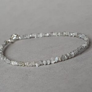 Raw Grey Diamond Bracelet: Sterling Silver April Birthstone Raw Grey Diamond Bracelet: Sterling Silver April Birthstone
