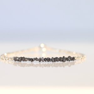 Diamond Bracelet, Raw Diamond jewelry, April Birthstone, Delicate Beaded Gemstone Bracelet, Rough Diamond bracelet, sterling silver Diamond Bracelet, Raw Diamond jewelry, April Birthstone, Delicate Beaded Gemstone Bracelet, Rough Diamond bracelet, sterling silver