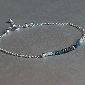 Raw Diamond Bracelet: Ombre Sterling Silver Chain, April Birthstone Raw Diamond Bracelet: Ombre Sterling Silver Chain, April Birthstone