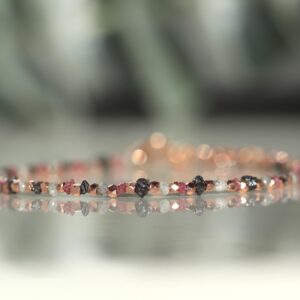 Raw Diamond Bracelet with Rose gold vermeil Karen Hill Tribe beads, Authentic Diamond, April Birthstone, Rough Diamond bracelet Raw Diamond Bracelet with Rose gold vermeil Karen Hill Tribe beads, Authentic Diamond, April Birthstone, Rough Diamond bracelet