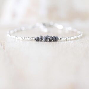 Rough Diamond, Sterling & Fine Silver Bracelet, Delicate Raw Gemstone Tiny Beaded Stacking Bracelet, Dainty Karen Hill Tribe Jewelry Rough Diamond, Sterling & Fine Silver Bracelet, Delicate Raw Gemstone Tiny Beaded Stacking Bracelet, Dainty Karen Hill Tribe Jewelry