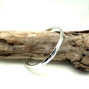 Silver Bangle Hinged Open Medium 65mm, Diamond Pattern, 925 Sterling Silver, High Polished