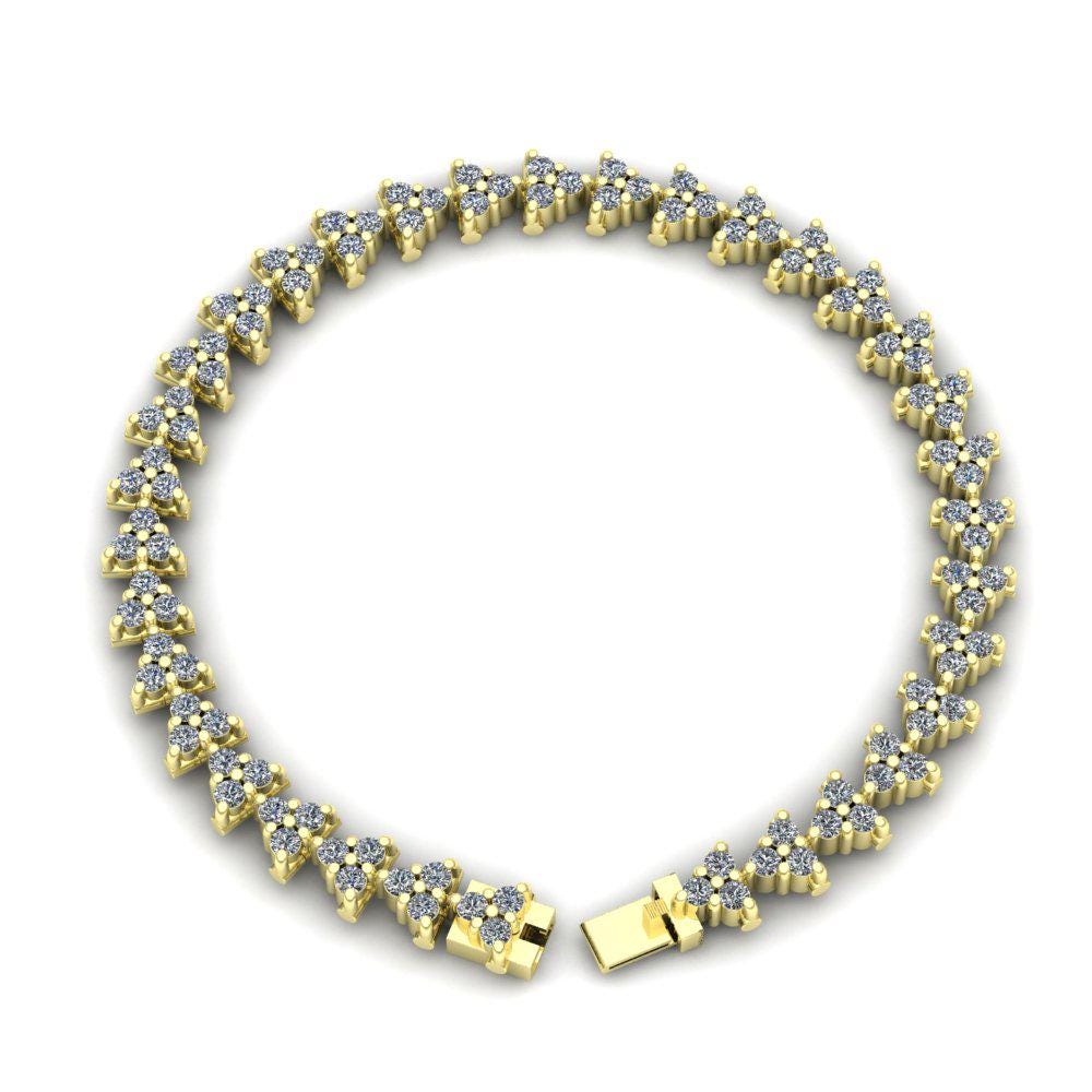 Diamond Tennis Bracelet Classic Clusters Three Lab Or Organic Diamonds, Classic Diamond Jewelry, Lifetime Care Plan Included, Ls7063