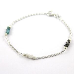 Tri-color Rough Diamond Sterling Silver Bracelet - Raw Uncut Unfinished Diamonds - April Birthstone - Multi-row Diamond Bracelet Tri-color Rough Diamond Sterling Silver Bracelet - Raw Uncut Unfinished Diamonds - April Birthstone - Multi-row Diamond Bracelet