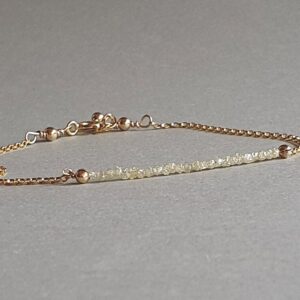 Yellow Raw Diamond Bracelet: Dainty Gold Filled Chain, April Birthstone Yellow Raw Diamond Bracelet: Dainty Gold Filled Chain, April Birthstone