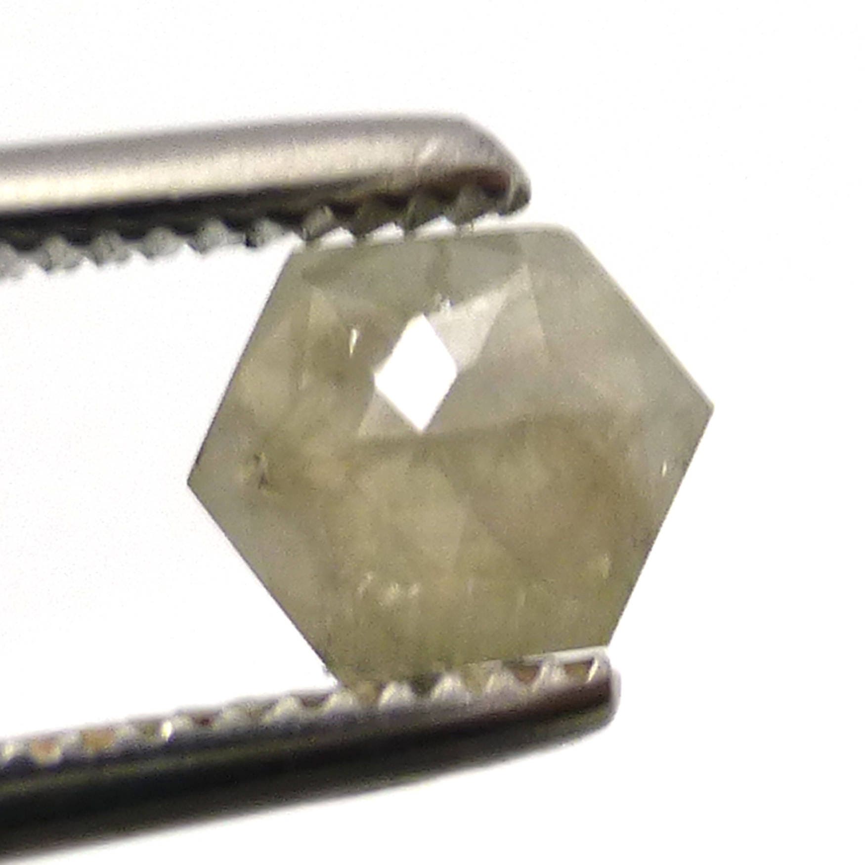 0.450 Carats Light Charcoal Diamond Loose Rose Cut Cabochon Hexagon Gemstone Perfect Stone For A Ring Handmade Hand Cut Flat Bottom