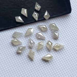 2 Pieces 5x3mm Fancy Kite Shaped White Diamonds Loose Matched Pair Rose Cut Diamond Flat Back Cabochon, DDS680/12 2 Pieces 5x3mm Fancy Kite Shaped White Diamonds Loose Matched Pair Rose Cut Diamond Flat Back Cabochon, DDS680/12