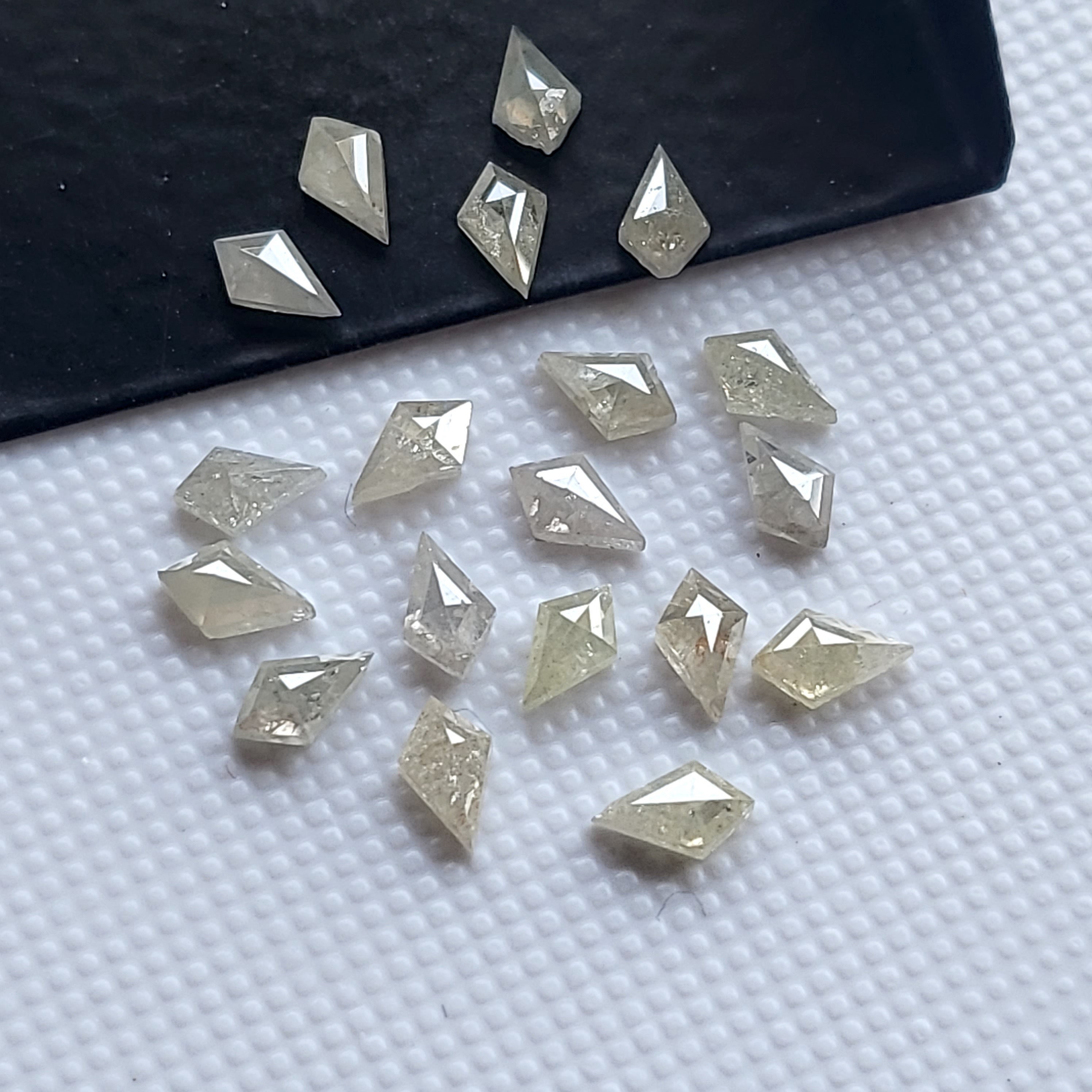 2 Pieces 5x3mm Fancy Kite Shaped White Diamonds Loose Matched Pair Rose Cut Diamond Flat Back Cabochon, Dds680/12