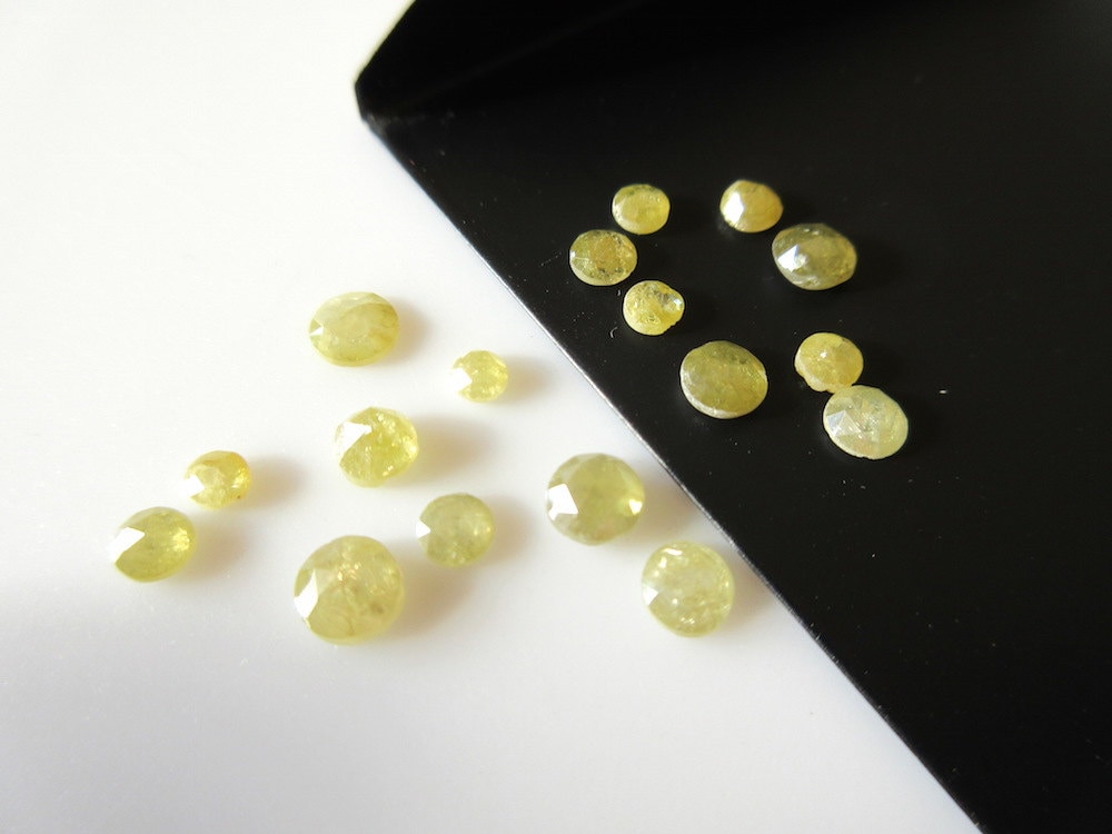 3 Pieces, 4mm To 5mm Clear Yellow Rose Cut Diamonds, Rose Cut Cabochon, Excellent Cut/height/lustre, Yellow Diamond Rose Cut, Sku-rcd54