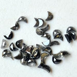 3mm Black Salt And Pepper Half Crescent Moon Rose Cut Diamond Loose Cabochon, Calibrated Moon Shape Diamond - Pdd903 3mm Black Salt And Pepper Half Crescent Moon Rose Cut Diamond Loose Cabochon, Calibrated Moon Shape Diamond - Pdd903