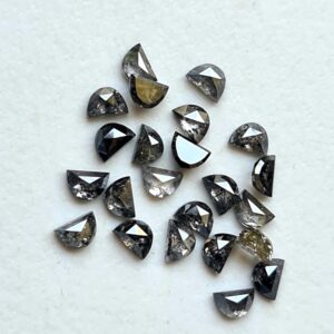 3mm Black Salt And Pepper Half Crescent Moon Rose Cut Diamond Loose Cabochon, Calibrated D Shape Diamond - Pdd906 3mm Black Salt And Pepper Half Crescent Moon Rose Cut Diamond Loose Cabochon, Calibrated D Shape Diamond - Pdd906