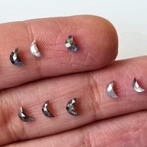 4mm/4.5mm/5mm Black Salt And Pepper Half Crescent Moon Rose Cut Diamond Loose Cabochon, Calibrated Moon Shape Diamond 4mm/4.5mm/5mm Black Salt And Pepper Half Crescent Moon Rose Cut Diamond Loose Cabochon, Calibrated Moon Shape Diamond