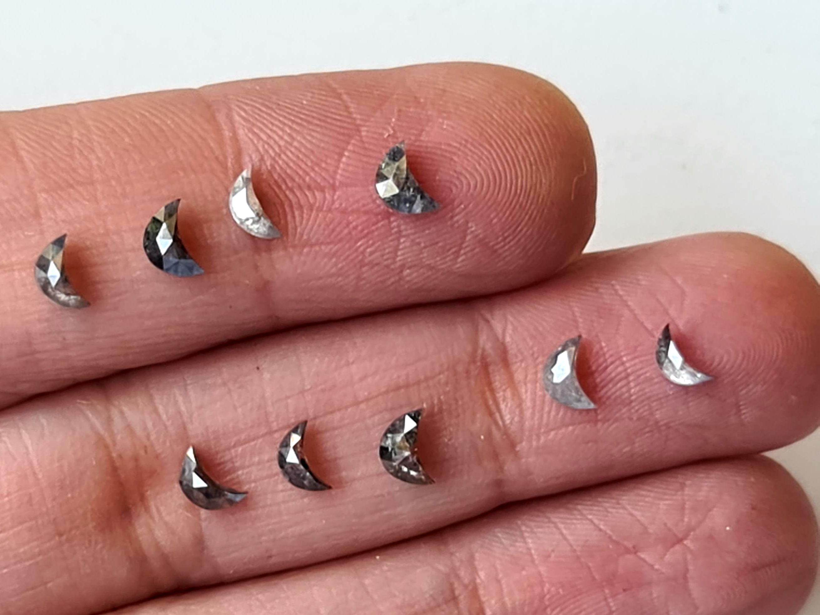 4mm/4.5mm/5mm Black Salt And Pepper Half Crescent Moon Rose Cut Diamond Loose Cabochon, Calibrated Moon Shape Diamond 4mm/4.5mm/5mm Black Salt And Pepper Half Crescent Moon Rose Cut Diamond Loose Cabochon, Calibrated Moon Shape Diamond